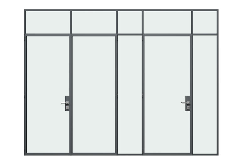 3d rendering front view of MHB steel floating lock case doors