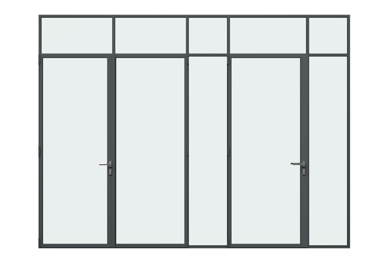 3d rendering front view of MHB steel lock mullion doors