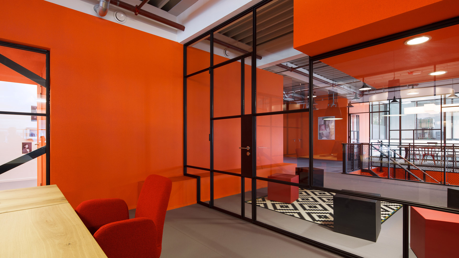 A stylish glass door in the JIP office, Amsterdam, The Netherlands