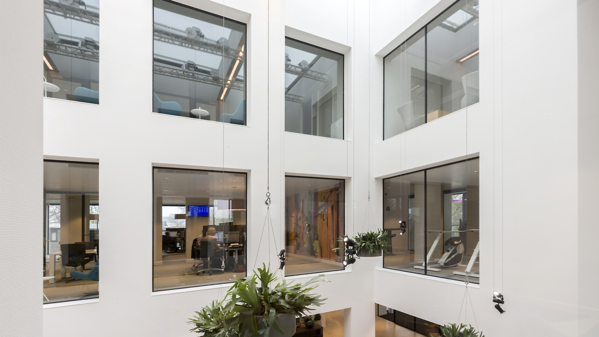 Steel glazed walls in the Rabobank office building in Geldrop the Netherlands