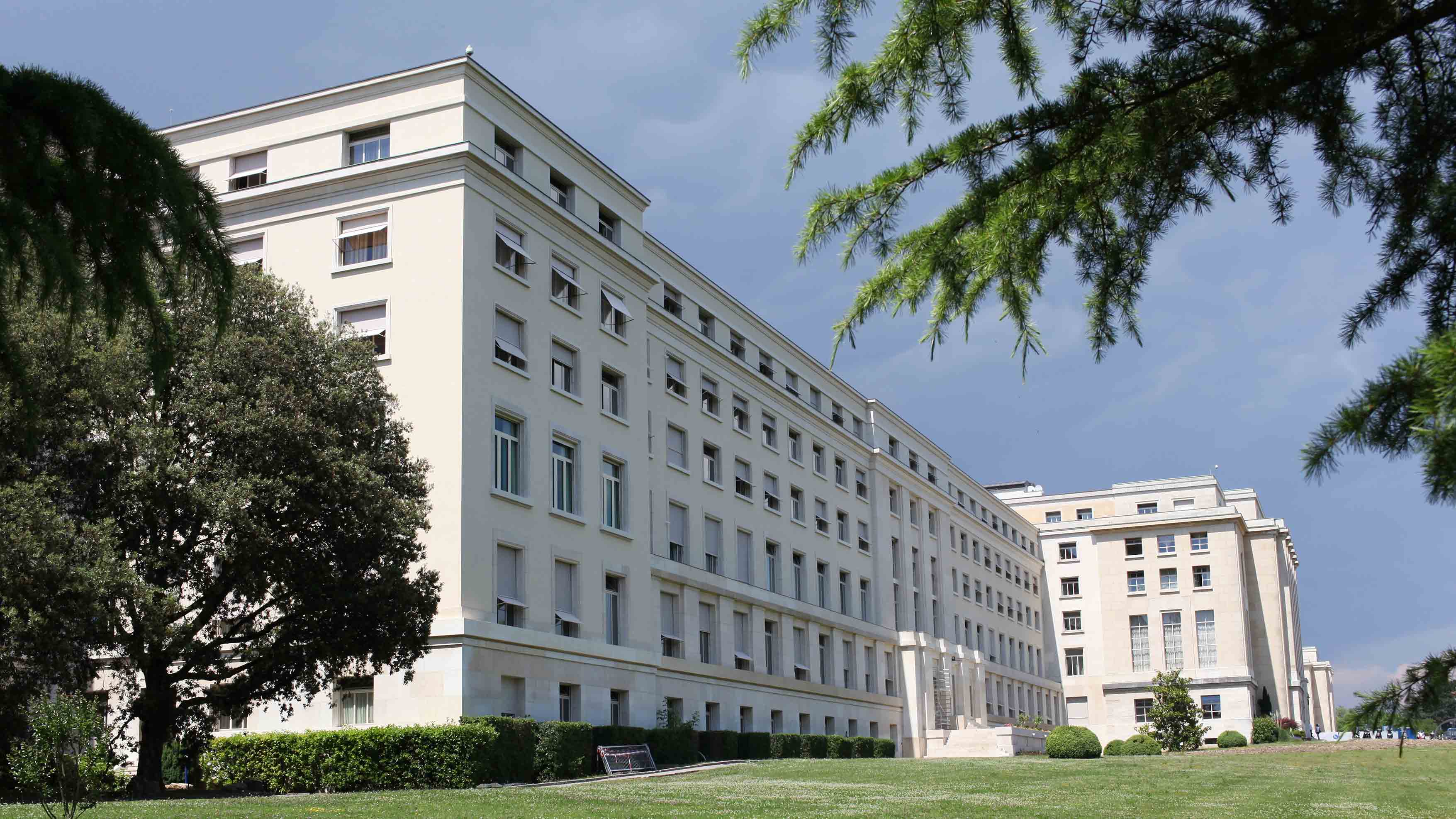 Palais des nations main building with steel windows